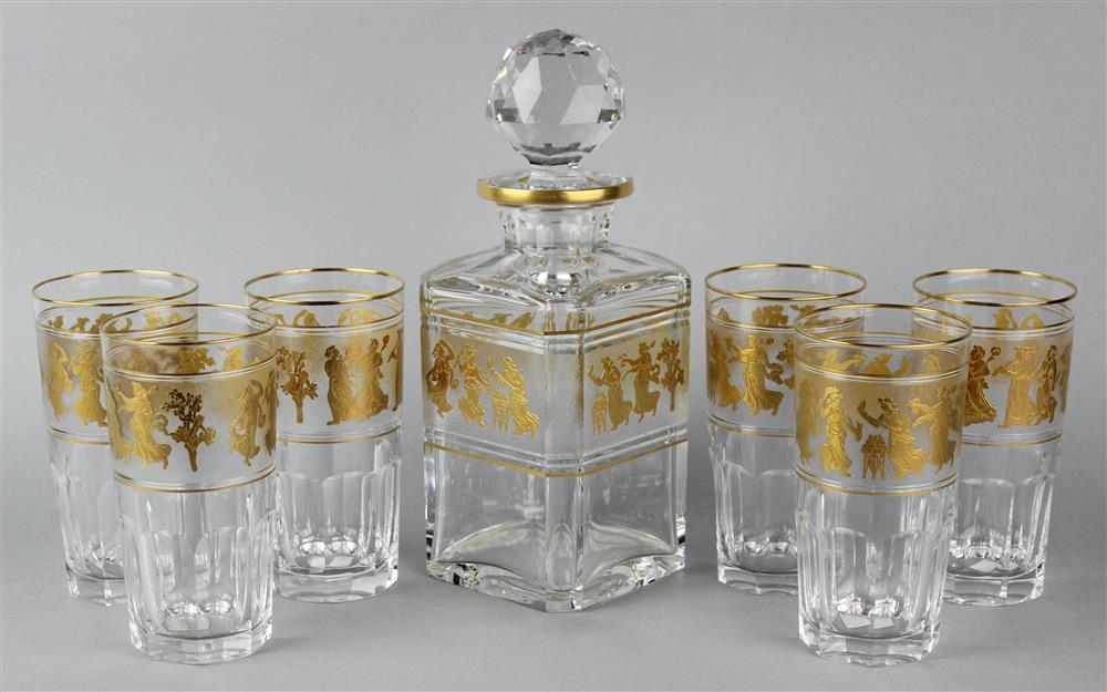 Appraisal: VAL SAINT LAMBERT DANS DE FLORE PATTERN DECANTER AND SIX