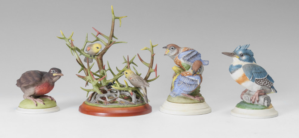 Appraisal: BOEHM PORCELAIN BIRD SCULPTURES Verdin - Fledgling King Fisher Baby