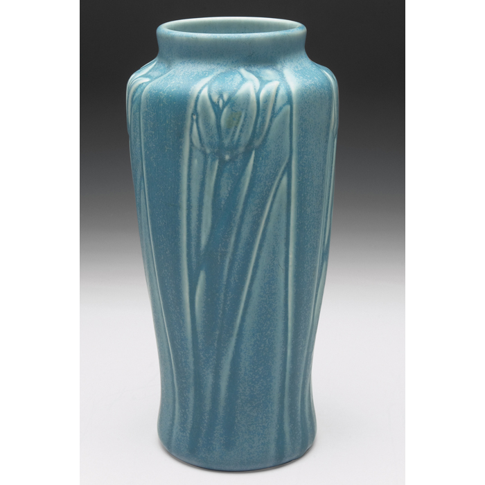 Appraisal: Rookwood vase shouldered form with a molded tulip design under