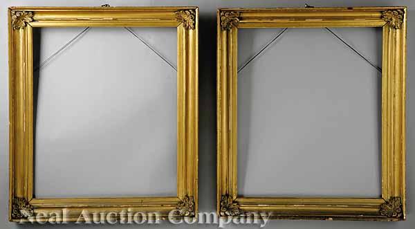 Appraisal: A Pair of Antique Carved Giltwood Frames c molded with