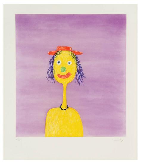 Appraisal: George Condo b clown soft-ground etching with aquatint printed in