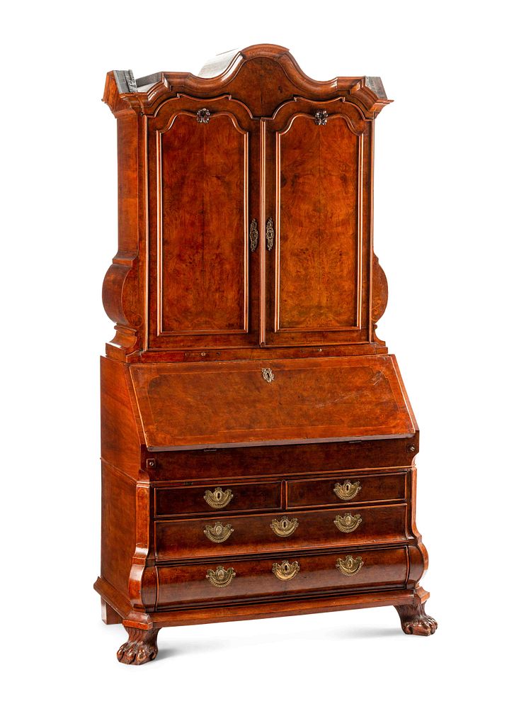 Appraisal: A Dutch Burl Walnut Secretary A Dutch Burl Walnut Secretary