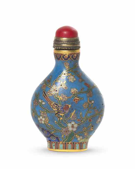 Appraisal: A Cloisonne Enamel Snuff Bottle of compressed flask form having