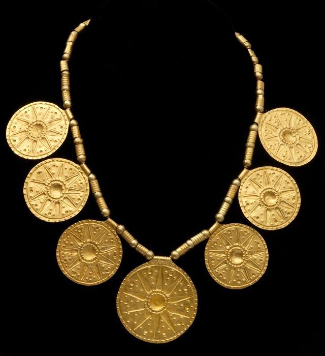 Appraisal: ANCIENT-STYLE GOLD SUNBURST NECKLACE in Provenance Property from the Collection