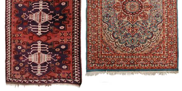 Appraisal: An Indian rug together with a Caucasian style rug size