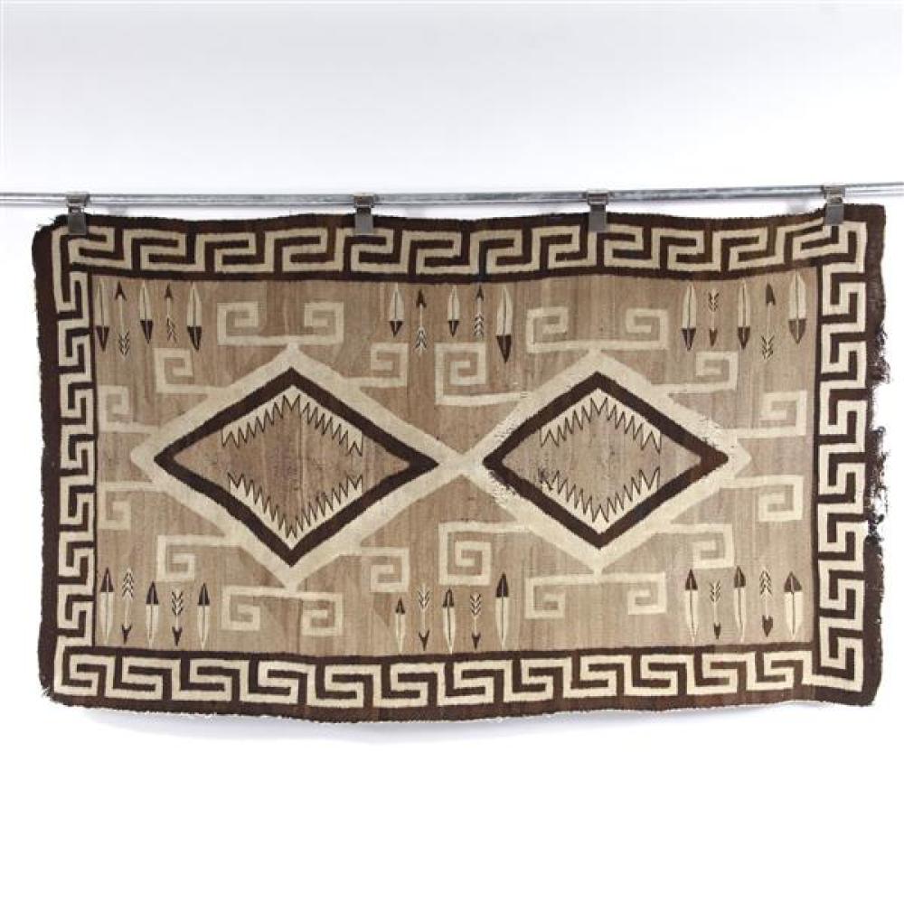 Appraisal: EARLY NAVAJO RUG WEAVING IN SHADES OF BROWN AND CREAM