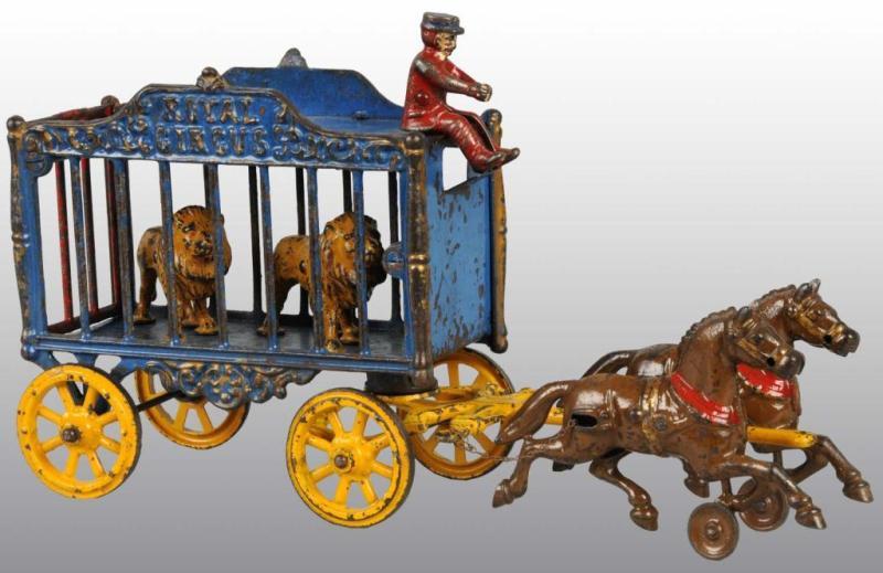 Appraisal: Cast Iron -Horse Royal Circus Cage Wagon Toy Description All