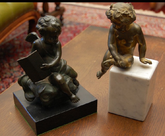 Appraisal: TWO TH CENTURY BRONZE FIGURES One gilded cast as a