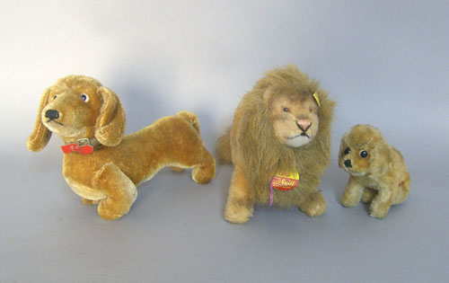 Appraisal: Three Steiff animals th c including a lion with tag