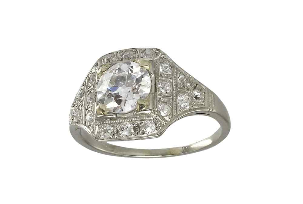 Appraisal: ANTIQUE K DIAMOND RING W CT CENTER K white gold