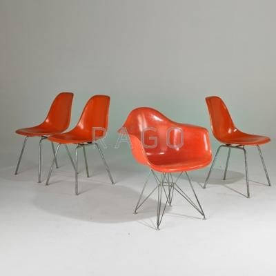 Appraisal: CHARLES AND RAY EAMES HERMAN MILLER Four shell chairs one