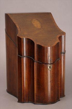 Appraisal: GEORGE III-STYLE INLAID MAHOGANY LETTER BOX IN THE FORM OF