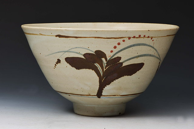 Appraisal: David Leach British - Bowl painted with grass motifsimpressed potter's