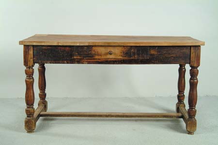 Appraisal: ONE DRAWER RECTANGULAR FRENCH FRUITWOOD TAVERN TABLE Central drawer with