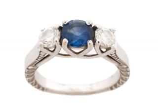 Appraisal: Ladies k White Gold Diamond Sapphire Ring Ladies k white