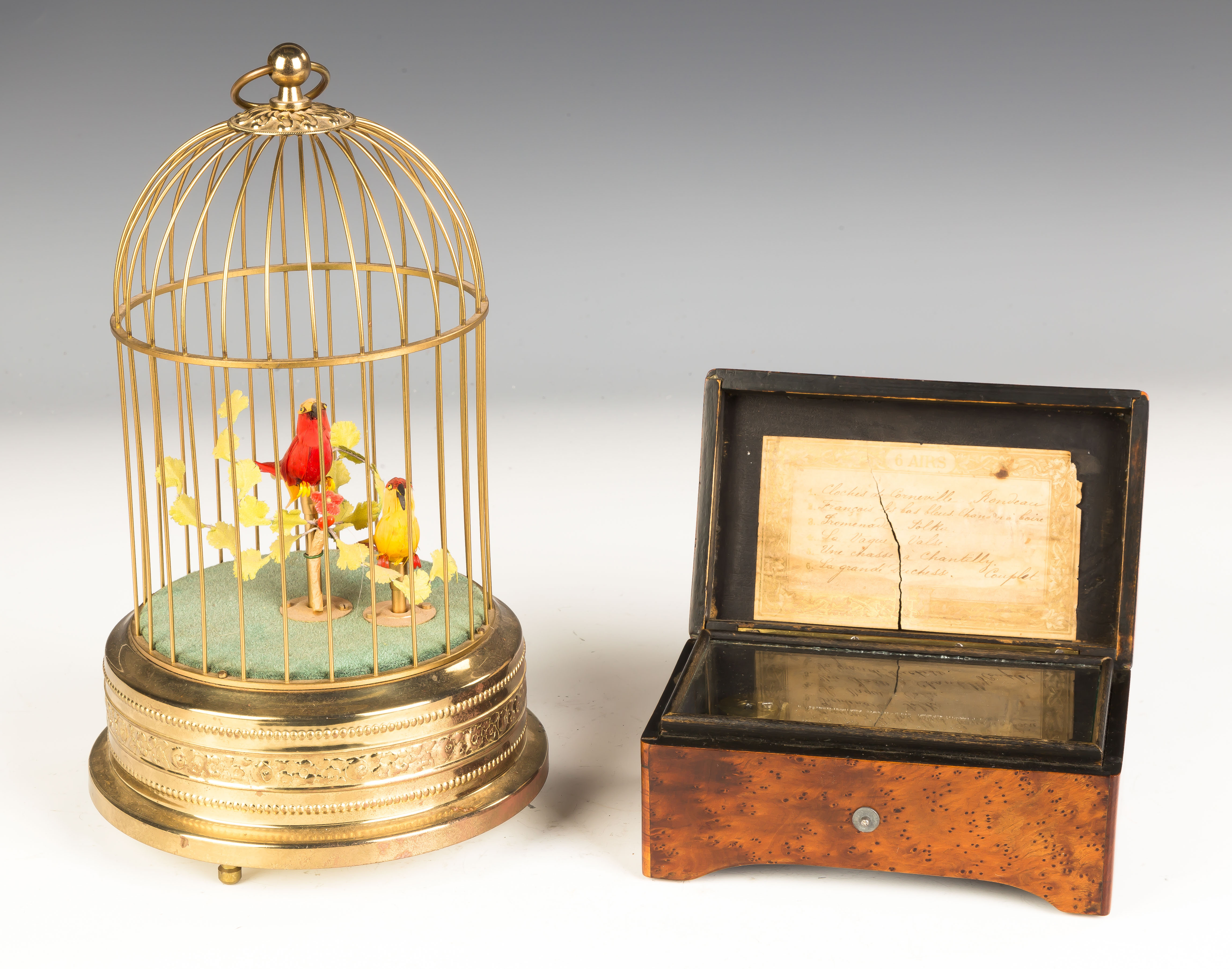 Appraisal: German Singing Birdcage Burl case