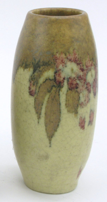 Appraisal: ROOKWOOD VELLUM GLAZE VASE hand painted with stylized leafage and