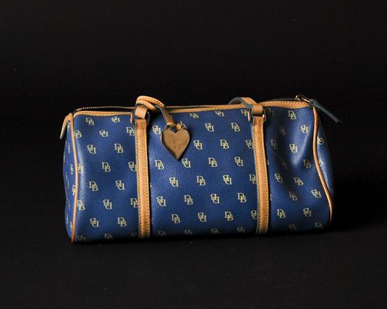 Appraisal: Small Dooney Bourke Blue Leather Handbag with tan trim L