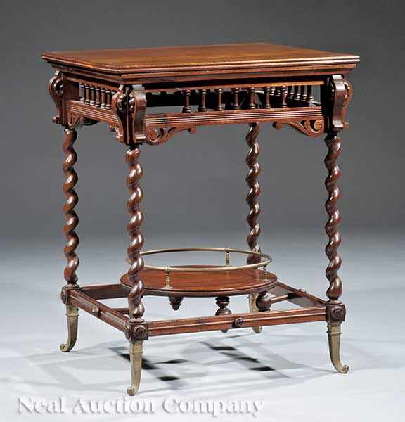 Appraisal: An American Aesthetic Carved Cherrywood Side Table c attributed to