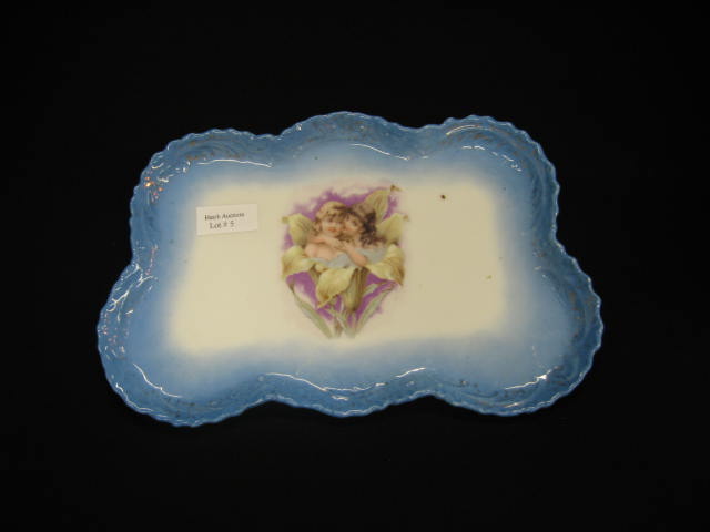 Appraisal: Victoria Austria Portrait Dresser Tray girls emerging from a lily