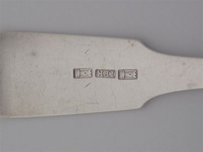 Appraisal: JOHN PATRICK RIACH A rare fiddle tablespoon script initials GS