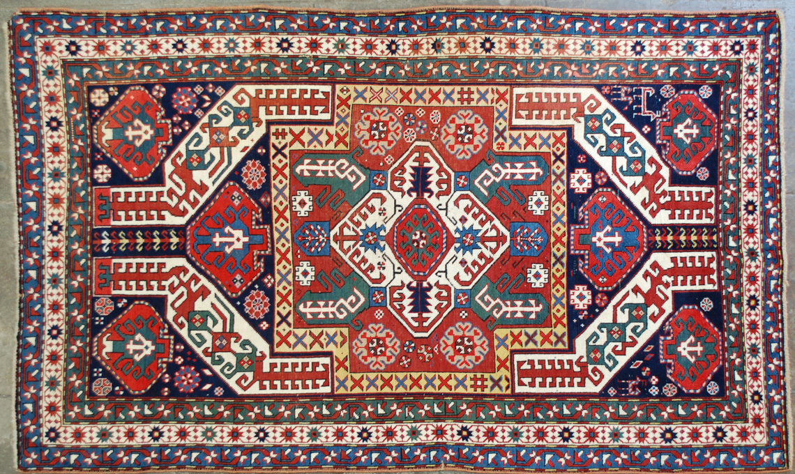 Appraisal: ANTIQUE CAUCASIAN COLLECTOR RUG Kasim Ushag Village region last quarter