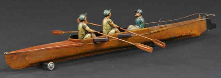 Appraisal: TWIN OARSMAN WITH COXSWAIN RACING SCULL Gunthermann Germany lithographed tin