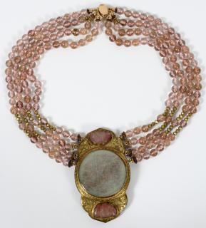 Appraisal: ROSE QUARTZ JADE BEADED NECKLACE ROSE QUARTZ JADE BEADED NECKLACE