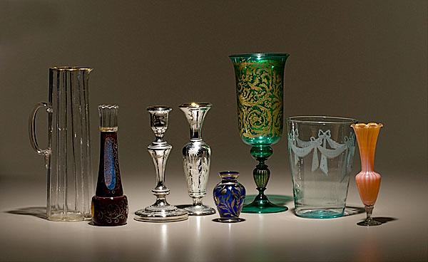 Appraisal: BOHEMIAN GLASS GROUP Continental th th century Eight pieces various