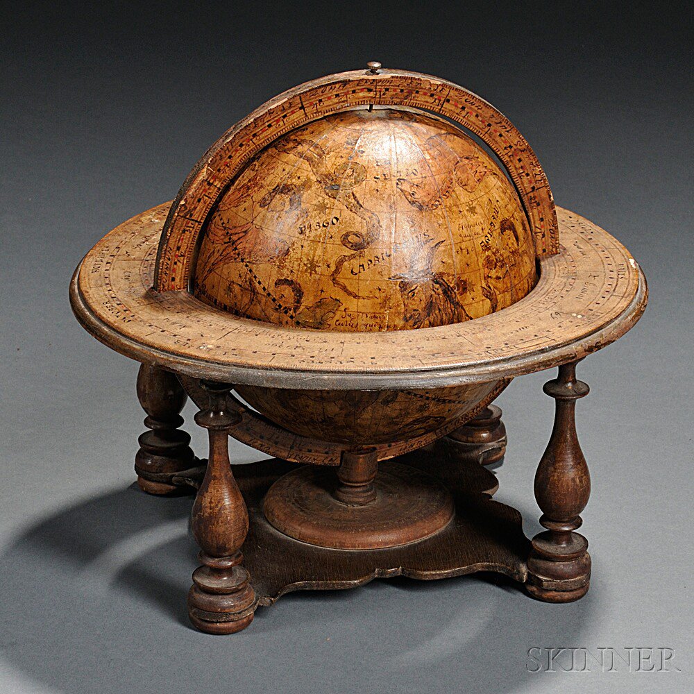 Appraisal: Unsigned -inch Celestial Globe Continental hand-painted gores laid on a