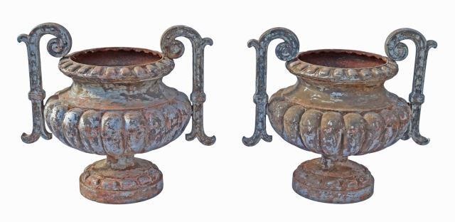 Appraisal: pair Cast iron garden planters in the form of urns