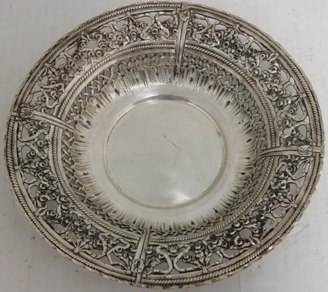 Appraisal: TH C GERMAN SILVER BOWL CHASED ANDPIERCED REPOUSSE WITH WAVY