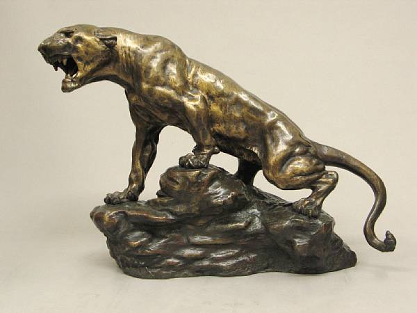 Appraisal: A French patinated bronze study of a panther after Thomas