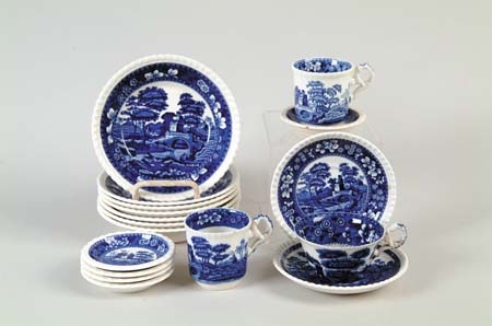 Appraisal: COPELAND SPODE TOWER LOT OF SEVENTEEN PIECES Blue oval mark