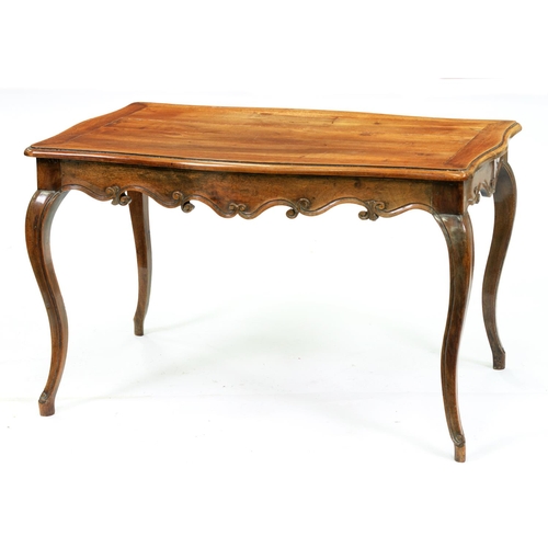 Appraisal: A French serpentine walnut table th early th c with