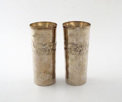 Appraisal: A pair of modern Italian silver vases tapering circular form