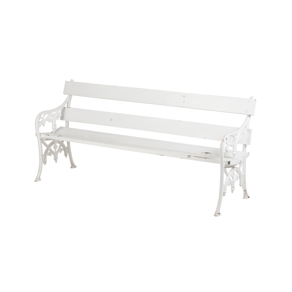 Appraisal: VICTORIAN WHITE PAINTED CAST IRON GARDEN BENCH the ends cast