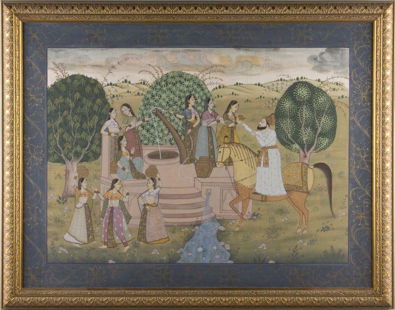 Appraisal: Indian School Painting on Silk mixed media on silk mounted