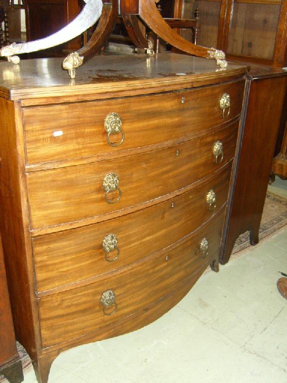 Appraisal: An early th century mahogany bow front chest of long