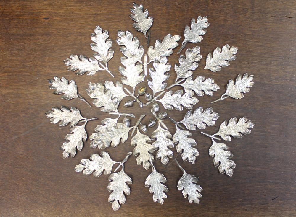 Appraisal: COLLECTION OF SILVER LEAF DECORATIONS pieces of oak tree leaves