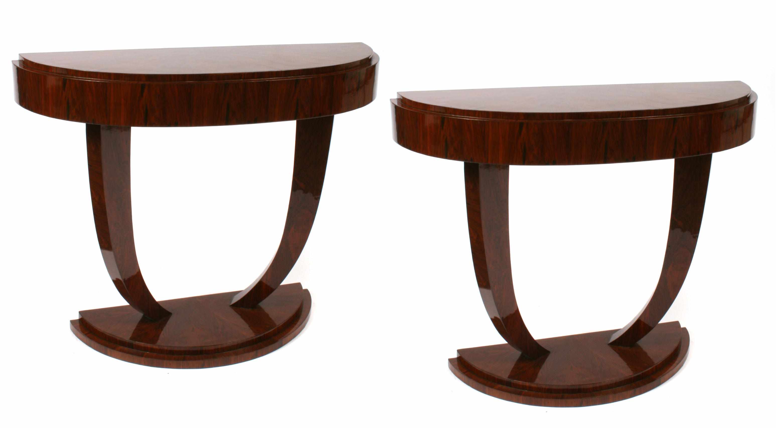 Appraisal: A pair of Art Deco style console tables height in