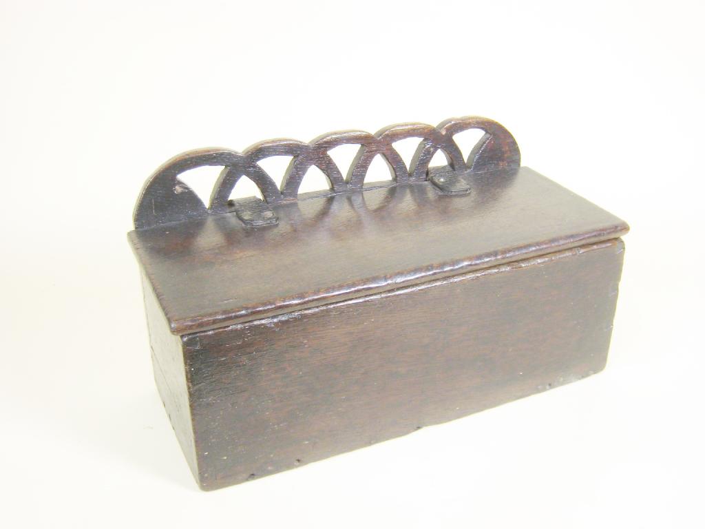 Appraisal: A th Century oak Candle Box with raised and piered