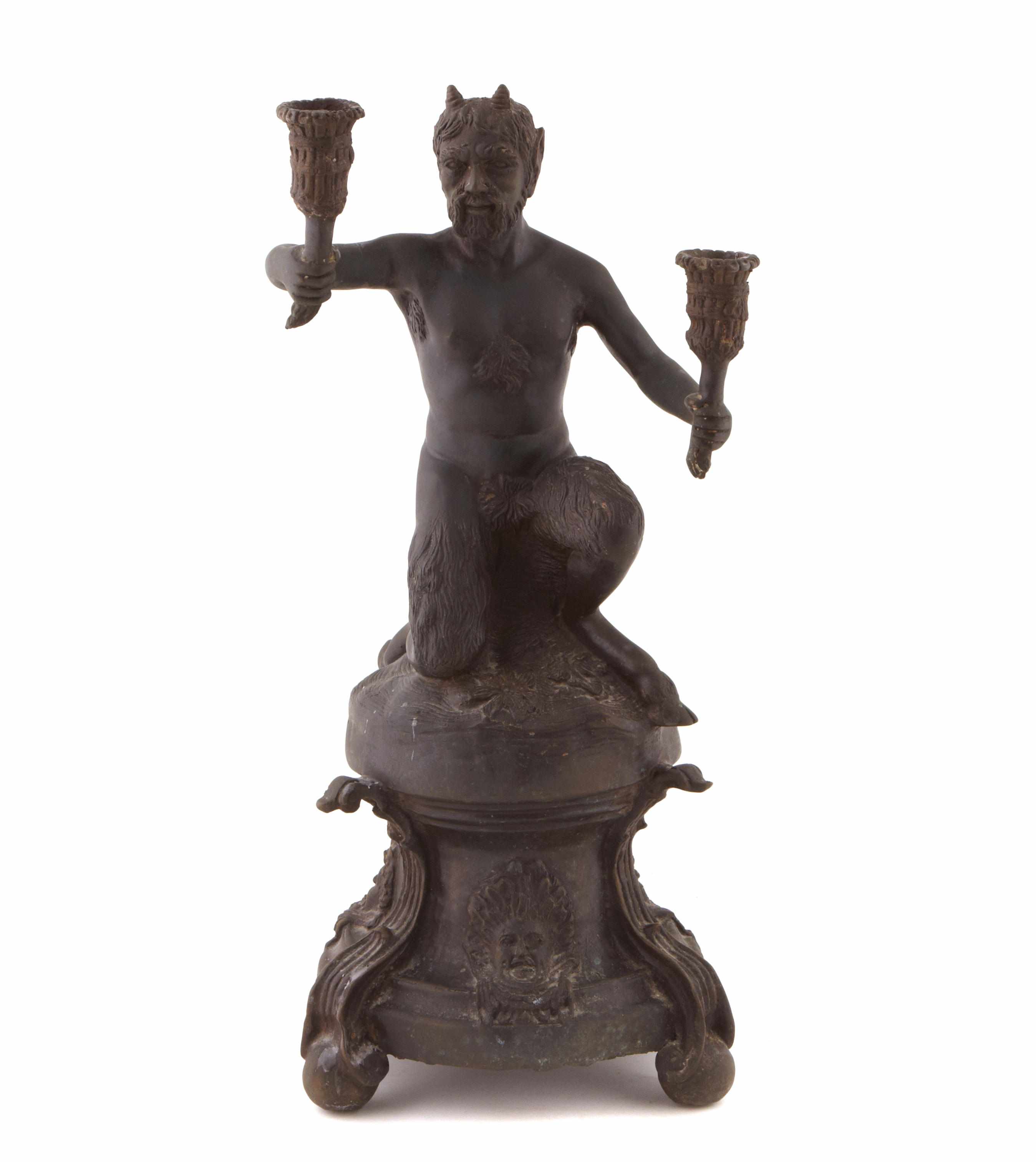 Appraisal: An Italian Renaissance Revival patinated bronze candelabra height