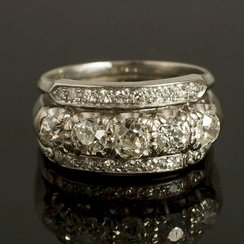 Appraisal: Three Diamond Ring Set Three diamond ring fused set One