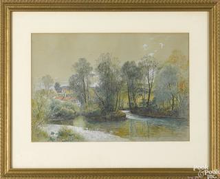 Appraisal: William Stanley Haseltine American - watercolor and gouache river landscape