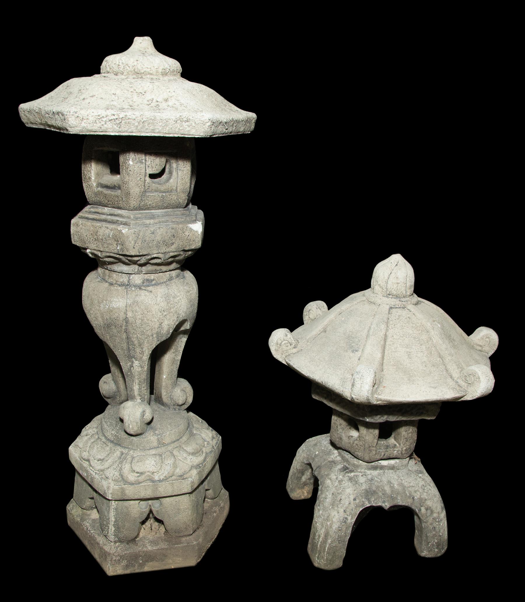 Appraisal: TWO CAST CONCRETE WHIMSICAL GARDEN PAGODAS American nd half- th