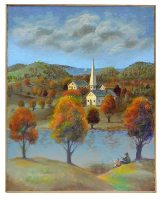 Appraisal: Sante Graziani American b oil on canvas depicting New England