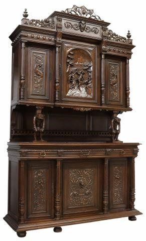 Appraisal: French Renaissance Revival walnut sideboard late th c molded cornice