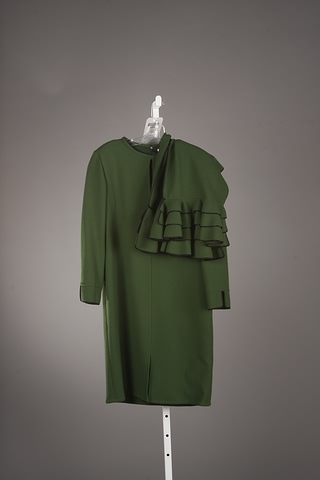 Appraisal: Aurora Ruffolo Christian Ruperto green wool crepe dress w navy