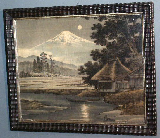 Appraisal: Japanese picture of Mt Fuji printed on cloth th c